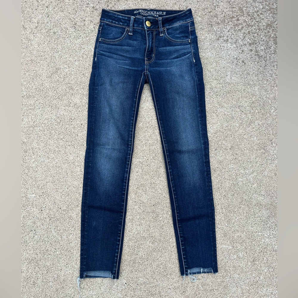 American Eagle Hi-Rise Jegging Jeans Women Size 00‎ Regular Dark Wash Stretch